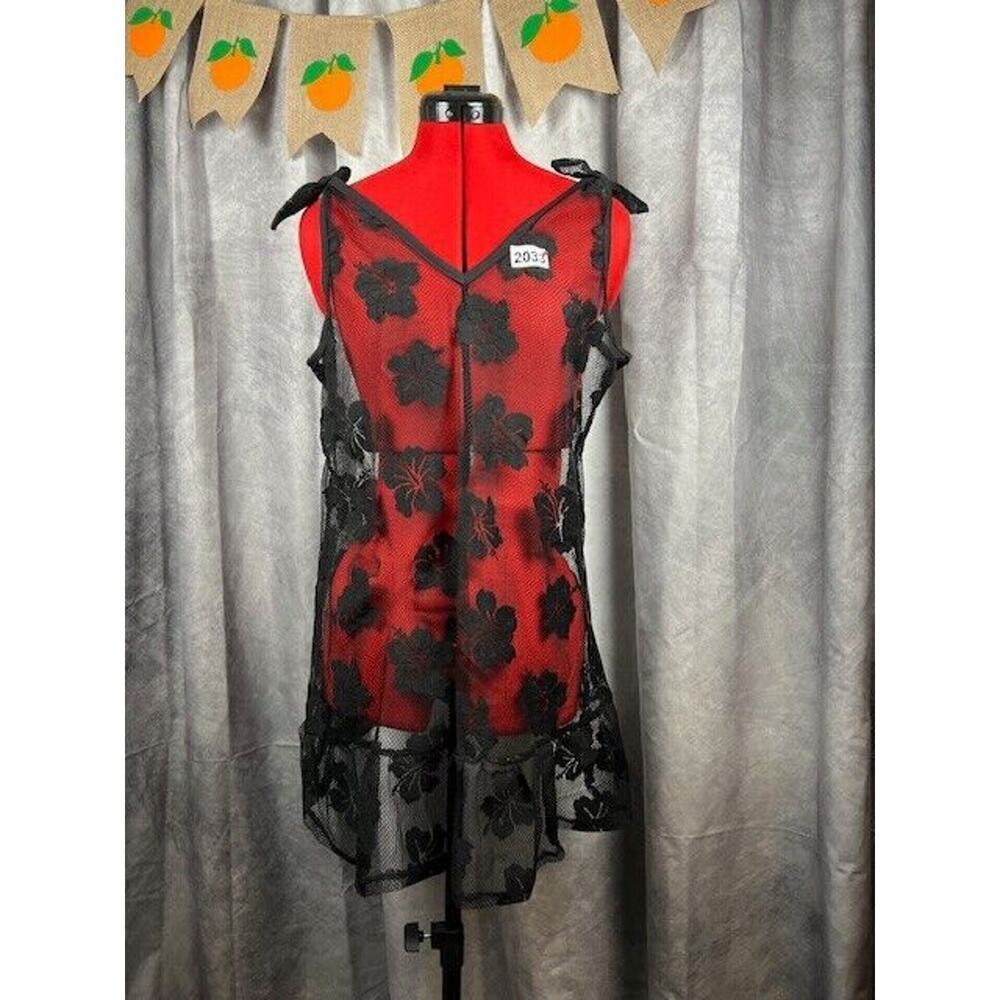 Miken Juniors' Tie-Shoulder Ruffle-Hem Cover-up Dress, Black, L